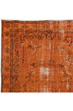 160x258 cm Turuncu Yemek Odası Halısı, Bohem Tarzı El Dokuma Halı, El Yapımı Türk Halısı