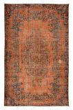 145x218 cm Turuncu Ofis Halısı, El Yapımı Halı, El Düğümlü Halı