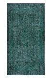 115x210 cm El Düğümlü Yeşil Halı, Dekoratif El Dokuması Yün ve Pamuktan Yapılmış Alan Halısı