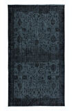 167x297 cm Siyah El Yapımı Halı, Yenilenmiş Eski Halı, Yeniden Boyanmış Modern Halı
