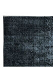202x294 cm Siyah El dokuması Halı, Yenilenmiş Büyük Halı, Yeniden Boyanmış Eski Halı