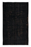 153x248 cm Siyah Yenilenmiş Halı, Eski El Dokuması Halı, Ev Dekoru Halı