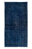 120x206 cm Lacivert Renkli El Dokuması Halı, Yenilenmiş Modern Lacivert Küçük Halı