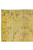 164x261 cm Sarı Halı, Yenilenmiş Türk Halısı, Modern El Dokuması Halı