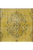 152x270 cm Decorative Sarı El Dokuması Halı, Yeniden Boyanmış Eski Halı