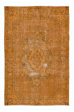 160x238 cm El Yapımı Turuncu Halı, El Dokuması Eski Halı, Modern Türk Halısı