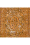160x238 cm El Yapımı Turuncu Halı, El Dokuması Eski Halı, Modern Türk Halısı
