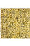 163x260 cm El Düğümlü Sarı Türk Halısı, Yeniden Boyanmış El Yapımı Modern Halı