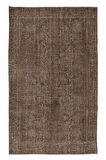 158x257 cm Yenilenmiş Kahverengi El Yapımı Halı, Modern Yün ve Pamuktan Yapılmış Eski Halı