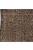 158x257 cm Yenilenmiş Kahverengi El Yapımı Halı, Modern Yün ve Pamuktan Yapılmış Eski Halı