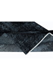 114x200 cm Siyah ve Kömür Grisi El Dokuması Küçük Halı, Modern El Düğümlü Eski Halı