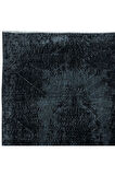 114x200 cm Siyah ve Kömür Grisi El Dokuması Küçük Halı, Modern El Düğümlü Eski Halı