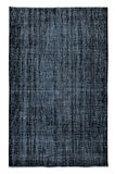 146x220 cm El Düğümlü Siyah Halı, Dekoratif El Dokuması Yün ve Pamuktan Yapılmış Alan Halısı