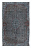 161x250 cm Gri El Yapımı Halı, Yenilenmiş Yün ve Pamuktan Yapılmış Eski Türk Halısı