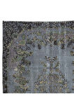 173x297 cm Gri El Yapımı Halı, Yenilenmiş Eski Halı, Yeniden Boyanmış Modern Halı