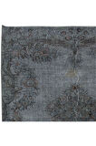 203x304 cm Yeniden Boyanmış Gri El Dokuma Halı, El Yapımı Eski Halı