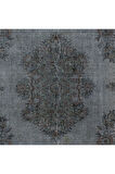 203x304 cm Yeniden Boyanmış Gri El Dokuma Halı, El Yapımı Eski Halı