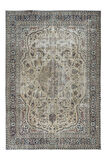 262x338 cm 20.Yüzyıl Ortası El Yapımı Bej Büyük Uşak Halısı. Rustik ve Çiftlik Evi Dekoru Halı