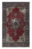 206x333 cm Benzersiz Eski Köy Halısı, 1960'lardan Halı, Madalyonlu El Yapımı Türk Kabile Halısı