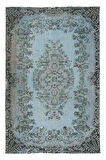 175x275 cm Ev Dekoru Halı, El Dokuması Mavi Tonlarda Modern Halı, Oturma Odası Dekoru Halı