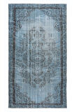 150x261 cm Geleneksel El Dokuması Mavi Halı, Anadolu'dan Yünlü Halı, Modern Alan Halısı