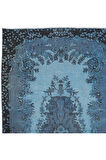 111x211 cm Mavi Salon Halısı, El Dokuması Yünlü Türk Halısı, Pamuklu Alan Halısı
