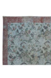 214x314 cm Yenilenmiş Mavi El Yapımı Halı, Modern Yün ve Pamuktan Yapılmış Eski Halı