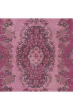 113x215 cm, El Düğümlü Pembe Halı, Dekoratif El Dokuması Yün ve Pamuktan Yapılmış Alan Halısı