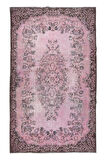 182x305 cm, Eski El Yapımı Türk İşi Halı, El Dokuma Pembe Halı