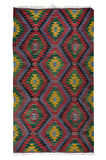 183x320 cm Geometrik Desenli Eski El Dokuma Türk Yünü Kilim 'Düz Dokuma'