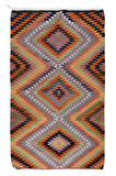 170x285 cm Renkli Düz Dokuma Türk Kilimi, %100 Yünden Yapılmıştır, Eski Elmas Tasarımlı Halı