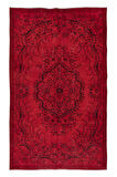 168x275 cm, Kırmızı Salon Halısı, El Dokuması Yünlü Türk Halısı, Pamuklu Alan Halısı