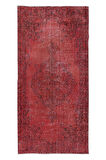 115x236 cm, Çağdaş Kırmızı Halı, El Düğümlü Mutfak Halısı, El Yapımı Halı