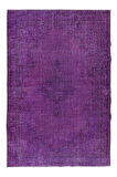 208x303 cm El Yapımı Mor Halı, El Dokuması Eski Halı, Modern Türk Halısı