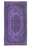 112x210 cm Modern Mor El Dokuması Yün ve Pamuklu Türk Halısı, Dekoratif Yer Örtüsü