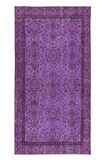 110x207 cm El Yapımı Mor Halı, Eski Türk Halısı, Modern Ev Dekoru Yünlü Halı
