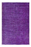 210x309 cm Mor Yeniden Boyanmış El Yapımı Halı, El Dokuması Türk Halısı, Modern Alan Halısı