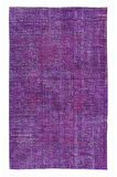 152x243 cm Mor Anadolu Halısı, Yenilenmiş El Yapımı Türk Halısı, Yün ve Pamuklu Halı