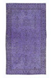 114x202 cm Mor El dokuması Halı, El Düğümlü Alan Halısı, Eski Türk Halısı