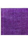 220x331 cm Yeniden Boyanmış Mor El Dokuma Halı, El Yapımı Eski Halı
