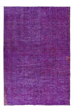 205x306 cm El Yapımı Mor Halı, El Dokuması Eski Halı, Modern Türk Halısı