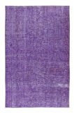 146x227 cm Dekoratif El yapımı Halı, Mor Tonlarda Yeniden Boyanmış Halı