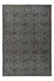 200x278 cm Gri El dokuması Halı, Yenilenmiş Vintage Halı, Yeniden Boyanmış Eski Halı
