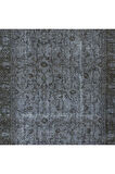 140x241 cm Çağdaş El Yapımı Gri Renkli Çiçekli Halı, 100% El Yapımı Alan Halısı