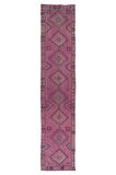 83x380 cm, El Düğümlü Koridor Halısı, Pembe Mutfak Halısı, El Dokuması Yünlü Yolluk Halısu