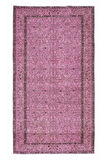 156x273 cm, El Düğümlü Pembe Halı, Dekoratif El Dokuması Yün ve Pamuktan Yapılmış Alan Halısı