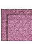 156x273 cm, El Düğümlü Pembe Halı, Dekoratif El Dokuması Yün ve Pamuktan Yapılmış Alan Halısı