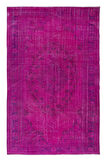 192x303 cm, Modern Ev ve Ofis Dekoru için Pembe Halı, El Yapımı Anadolu Halı