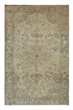 203x307 Cm Bej Tonlarda Kayseri'de Yapılmış Halı, Benzersiz Eski El Yapımı Madalyon Tasarımlı Halı