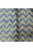 66x130 cm Açık Kahverengi ve Mavi Zig Zag Desenli Eski El Yapımı Anadolu Tülü Halı